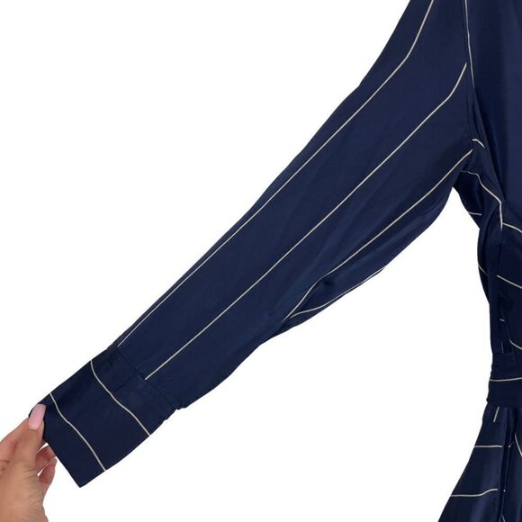 La Ligne New York Sadie Striped V Neck Long Sleeve Midi Dress Navy Blue White S - Picture 5 of 13